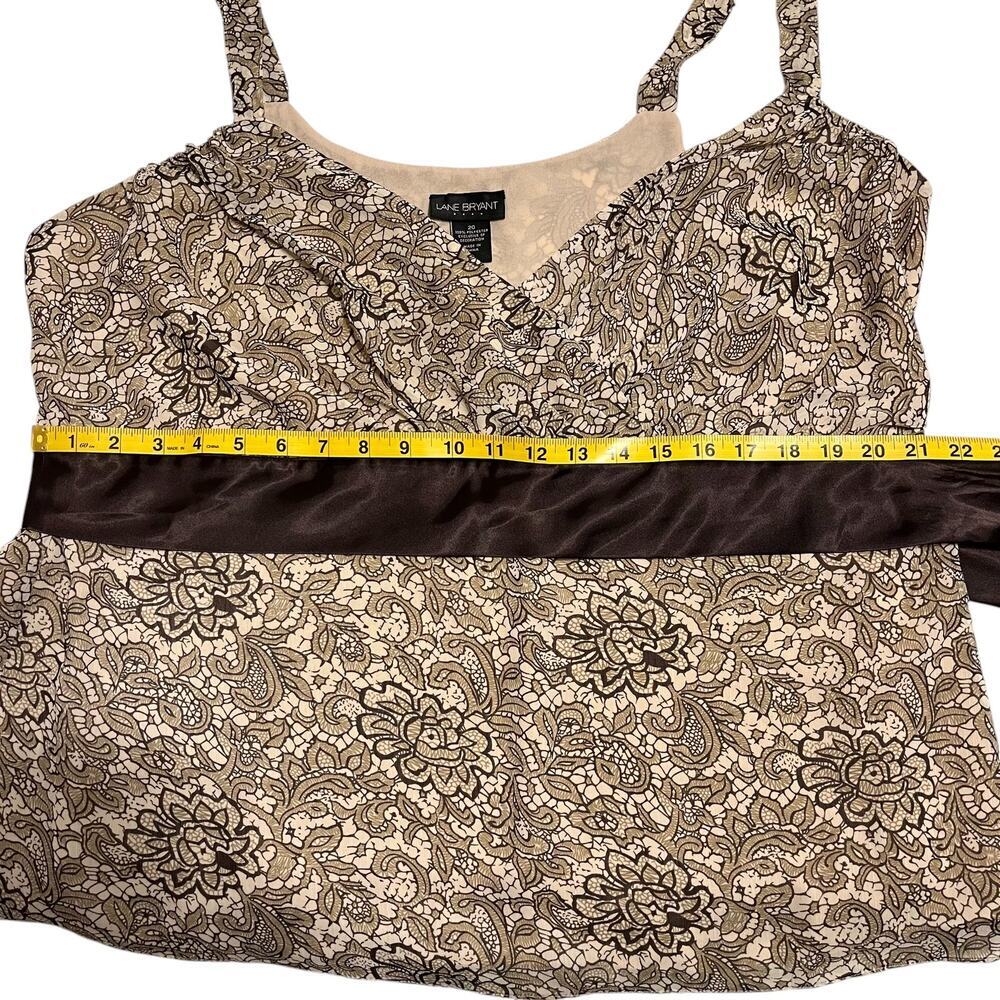 Lane Bryant Babydoll Top Strap Sleeveless Blouse Brown Size 20 Waist Tie Bow Y2K - Picture 7 of 7